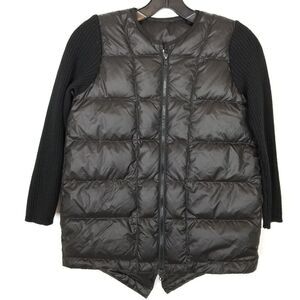 JNBY Women Down Fill Jacket Puffer Sz XS Black  Zip Up Knit Sleeve